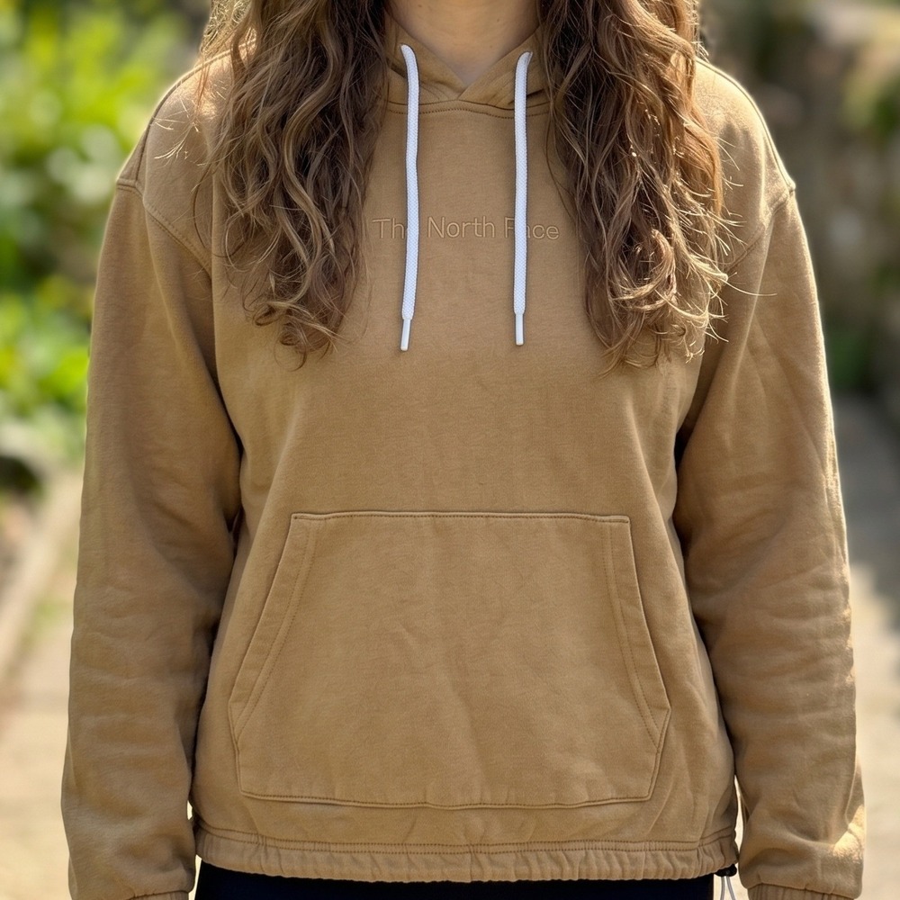 The North Face Womens Tan Fleece Cropped Hoodie Cinch Hem Pullover NF0A5331